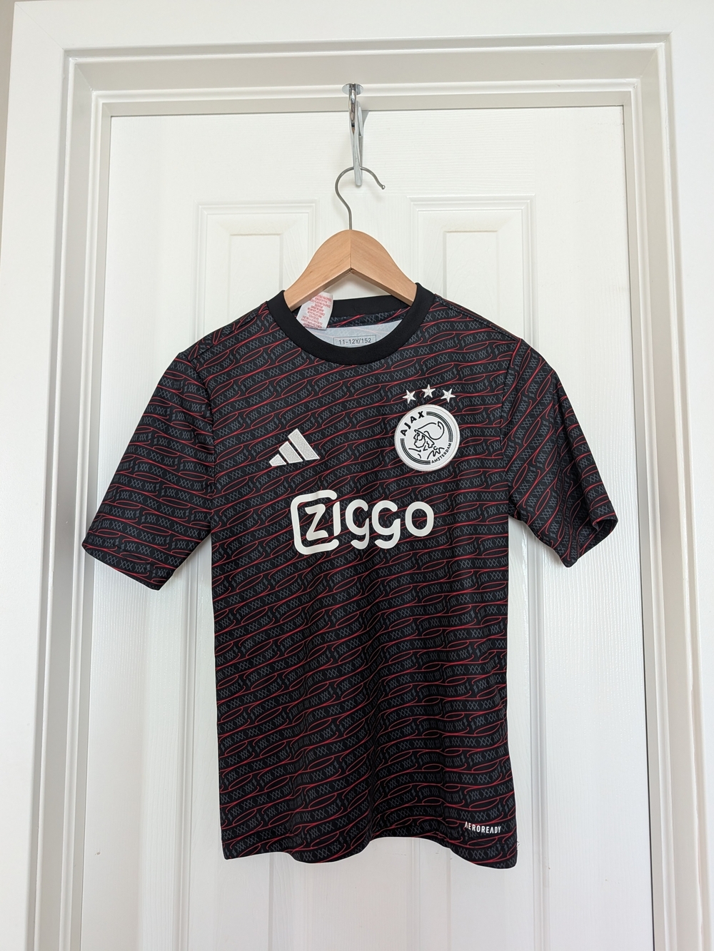 adidas Kids Black & Red Ajax Ziggo Soccer Jersey